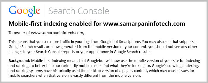 Google Search Console Notification