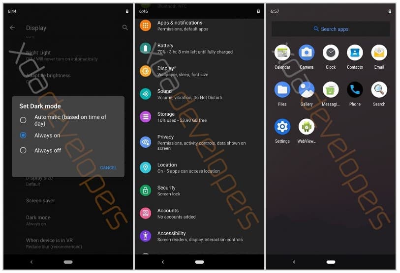 Android Q Dark Mode Feature