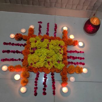 Flower Rangoli 2 with Diya Diwali 2019