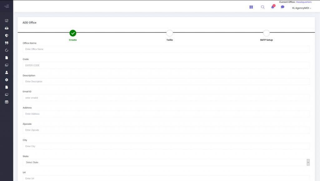 Agency Office Agent Management in Cloud Insurance CRM