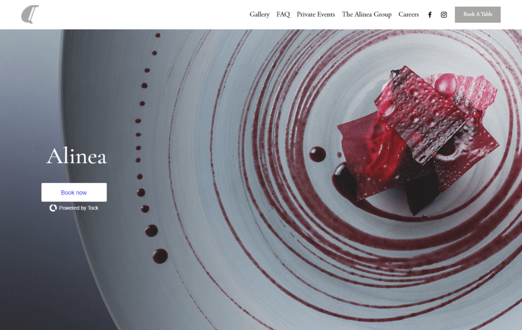 Alinea Restaurant Website Home Layout