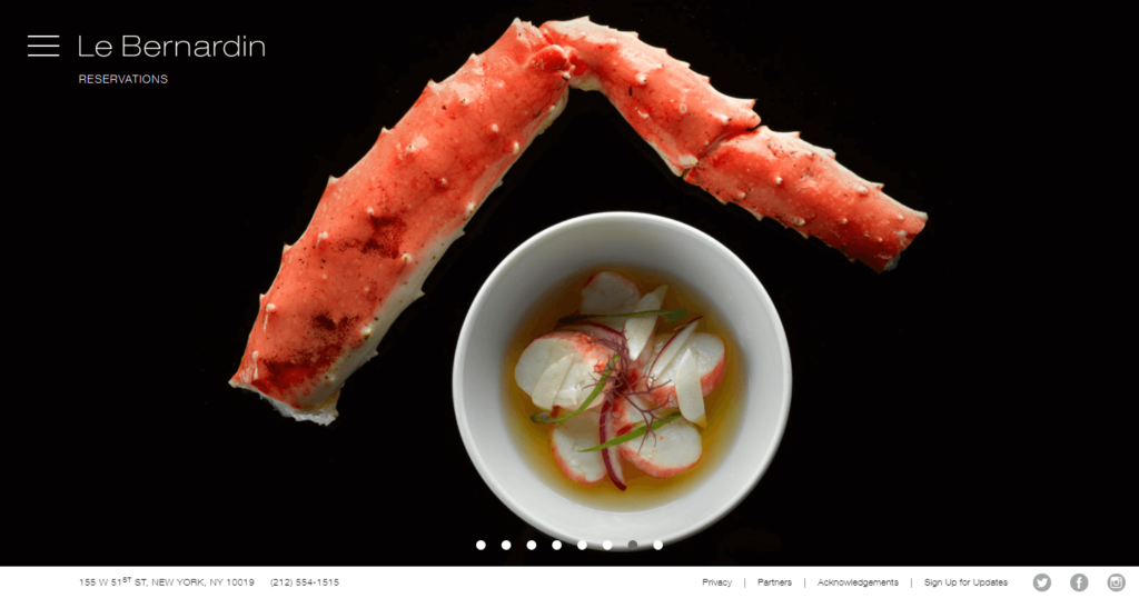 Le Bernardin Restaurants Homepage layout
