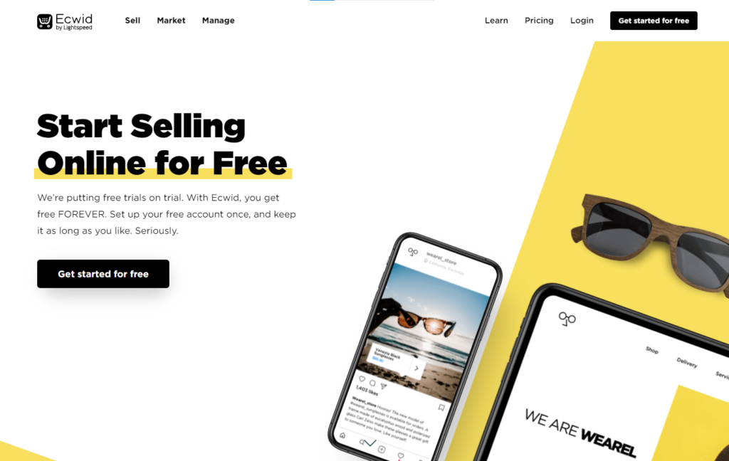 Ecwid plugin website homepage image