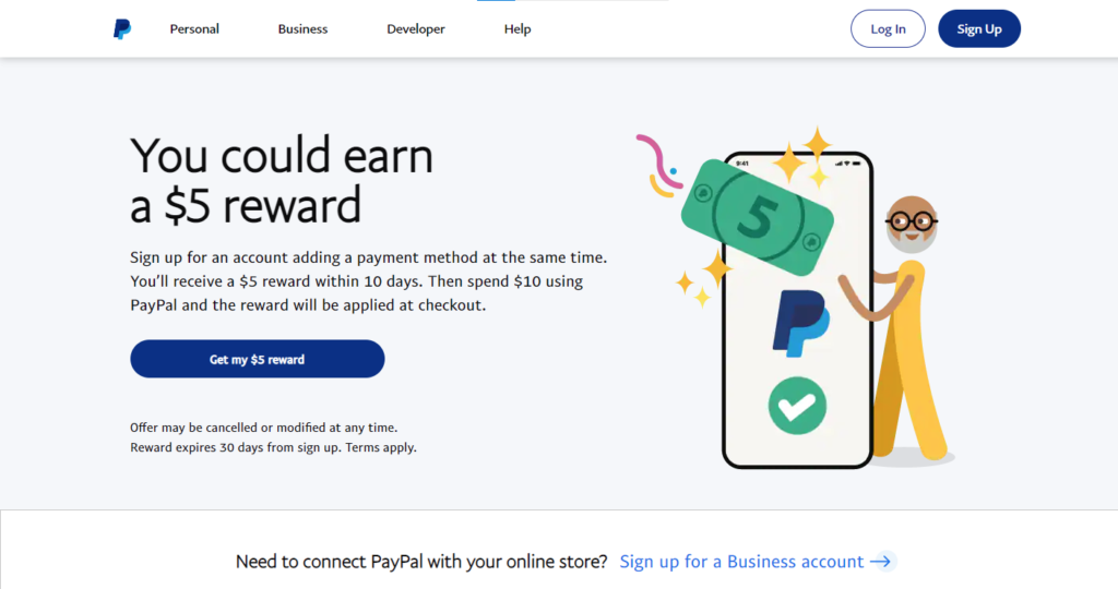 paypal website homepage