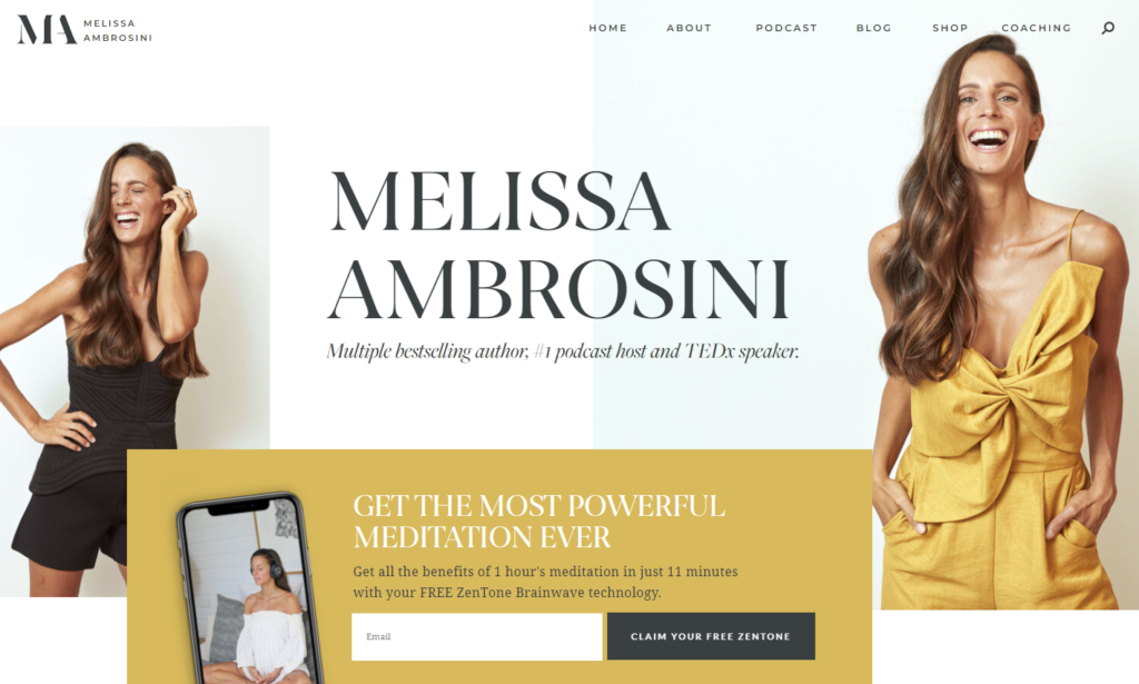 Melissa Ambrosini Website Homepage Image