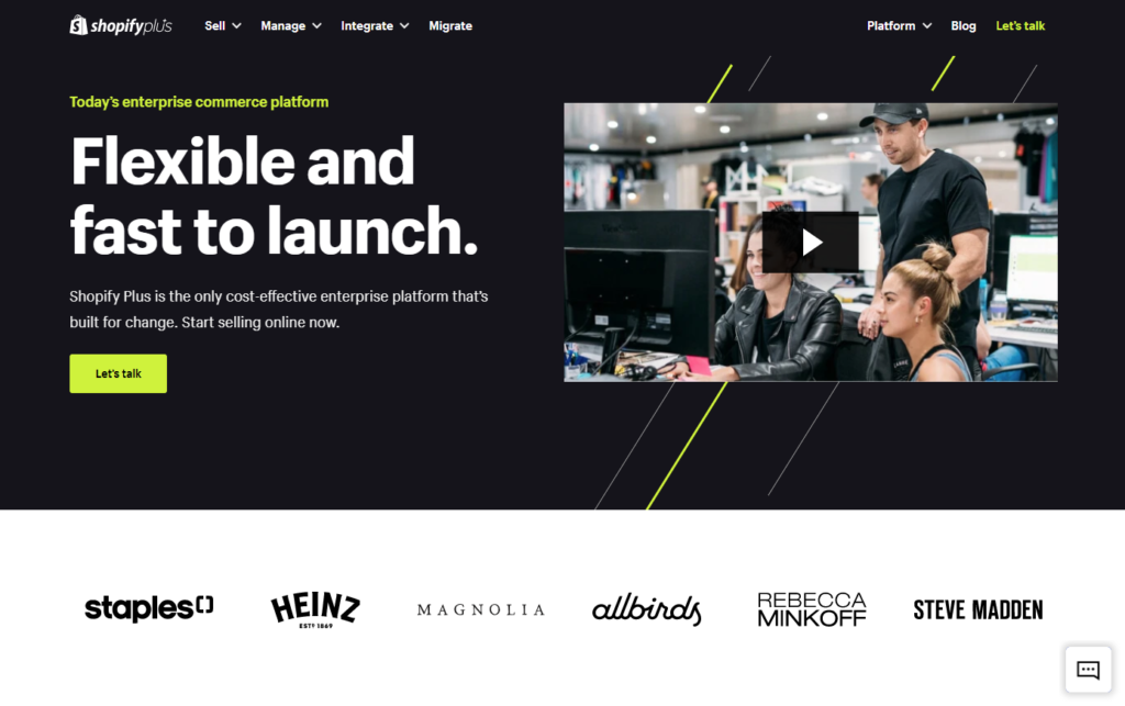 Shopify Plus Plan Website HomePage