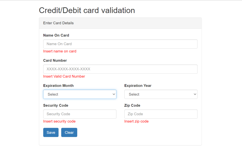 credit card validation output 2 Angular Custom Credit Card Validation: Tutorial