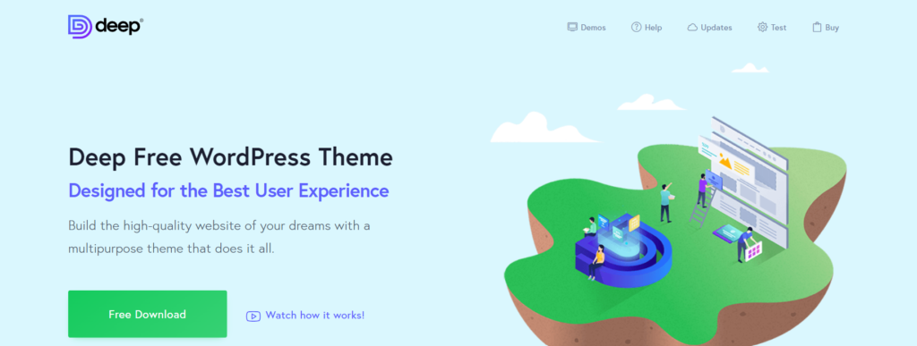 Homepage of WordPress Elementor Theme Deep
