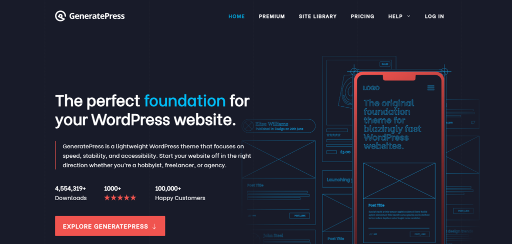 GeneratePress Home 5 Best Elementor Themes to Use for any WordPress Website