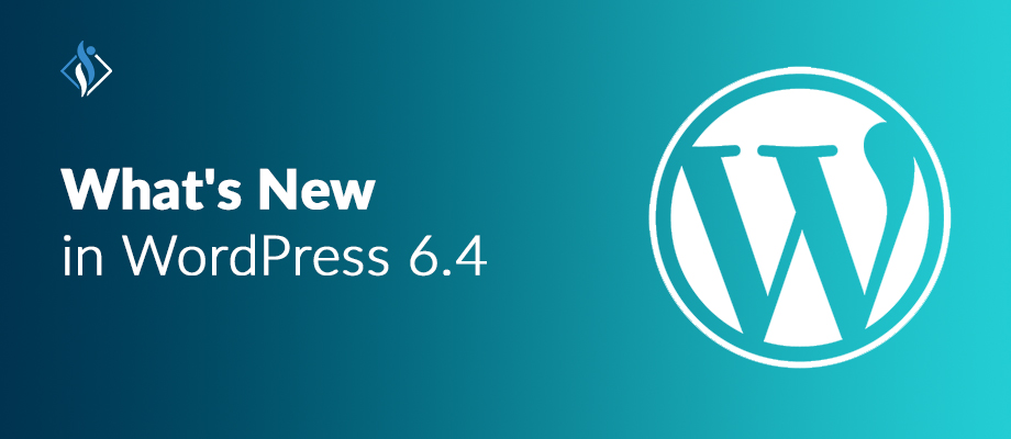 wordpress 6.4 version image banner that contains logo of wordpress