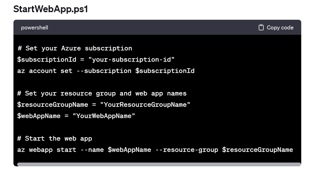 Picture6 Start/Stop Azure Web app using PowerShell Script from Local Machine