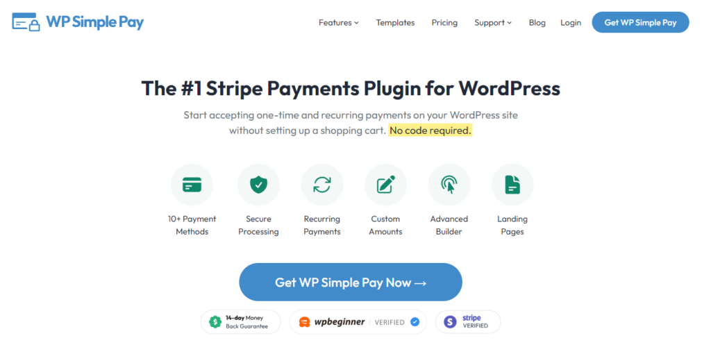 WP Simple Pay website image