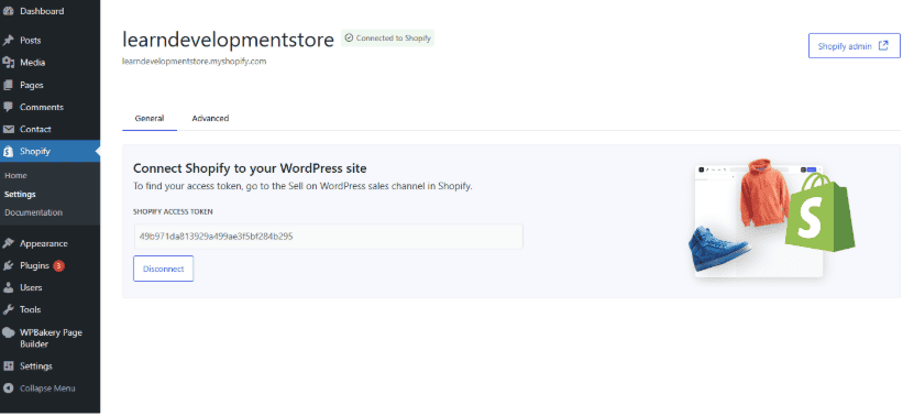 Wordpress Shopify dashboard