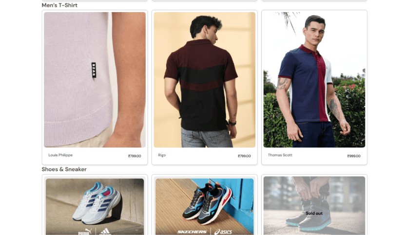Wordpress Website Preview Shopify products Men and Shoes Collection