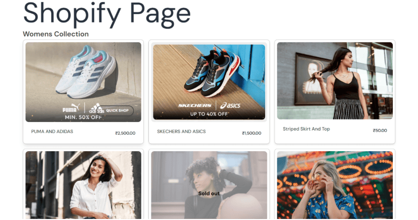 Wordpress Website Preview Shopify products womens collection